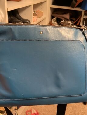 Montblanc Blue Leather Laptop Bag